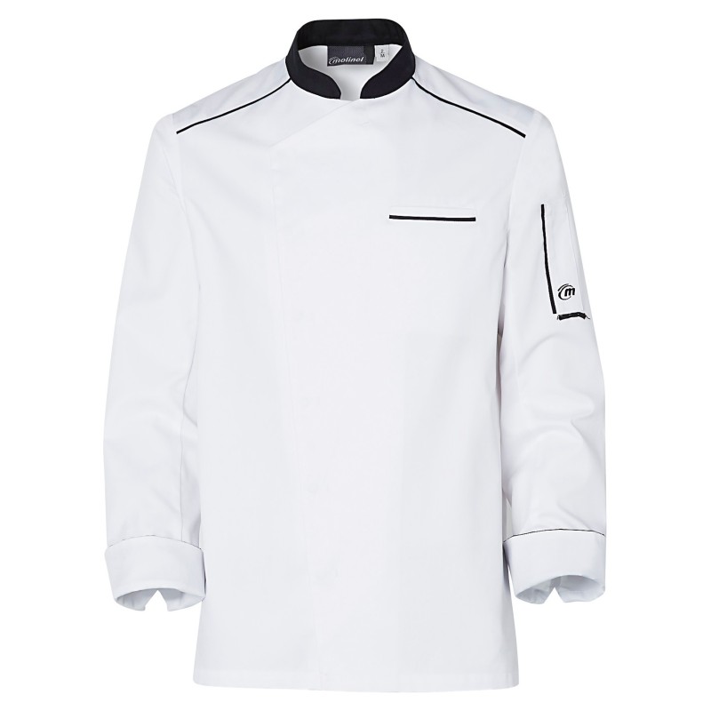 Veste de Cuisine Homme Néospirit Manches Longues Blanc/Noir