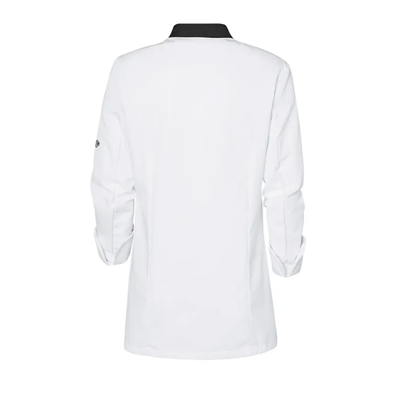 Veste de Cuisine Femme Ajik Manches Longues Blanc/Noir