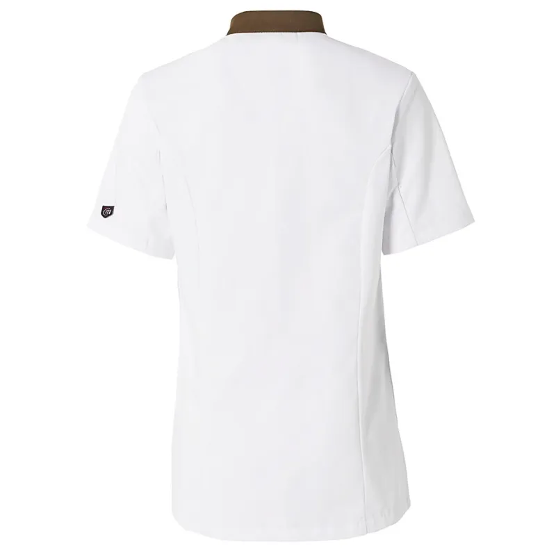 Veste de Cuisine Femme Ajik Manches Courtes Blanc/Guess Brown