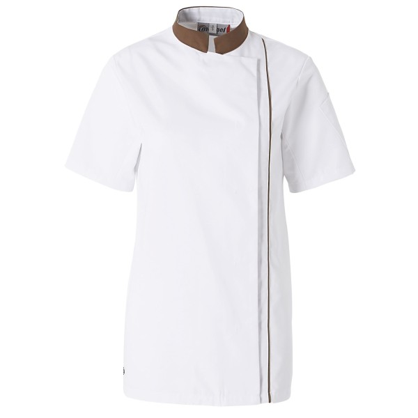 Veste de Cuisine Femme Ajik Manches Courtes Blanc/Guess Brown