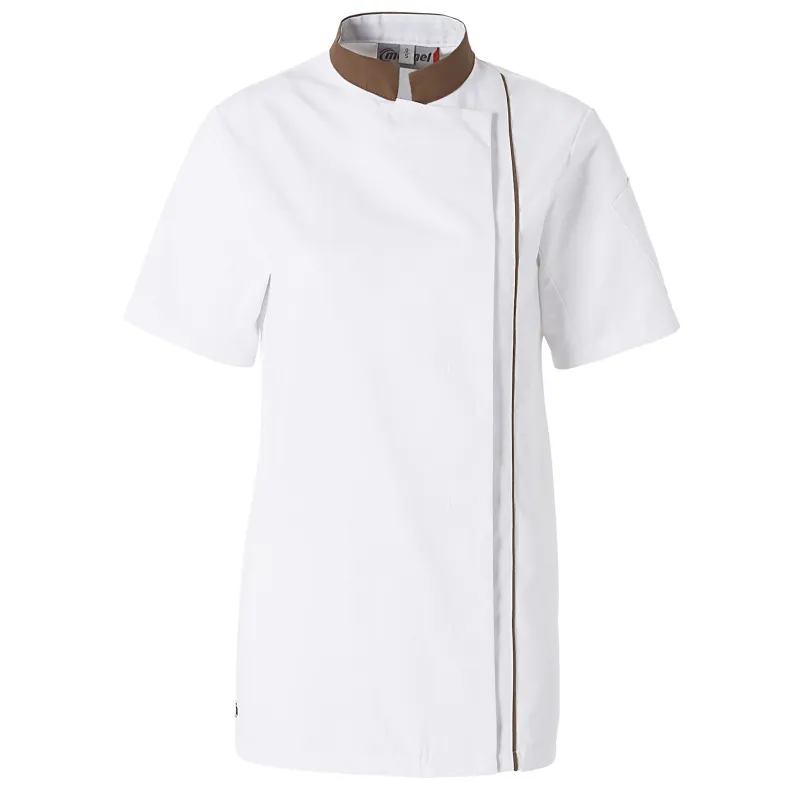 Veste de Cuisine Femme Ajik Manches Courtes Blanc/Guess Brown
