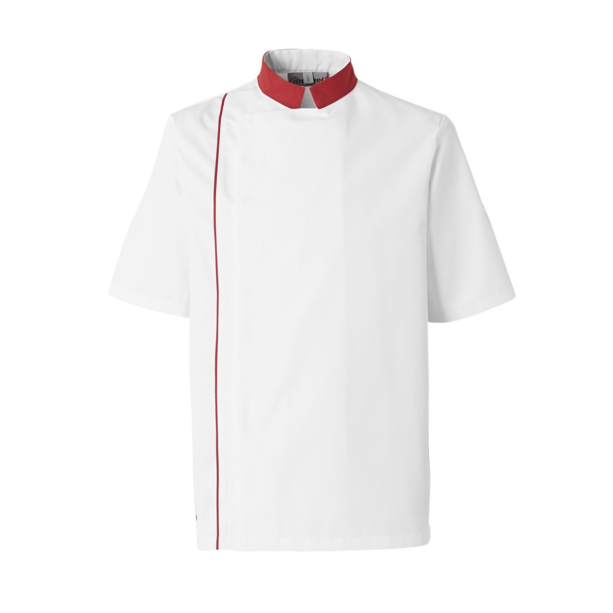 Veste de Cuisine Homme Ajik Manches Courtes Blanc/Rouge