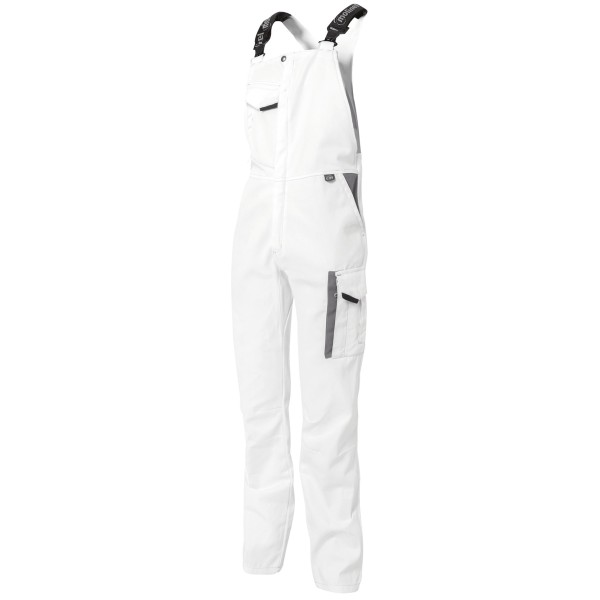 White & Pro White/Grey Work Bib and Brace