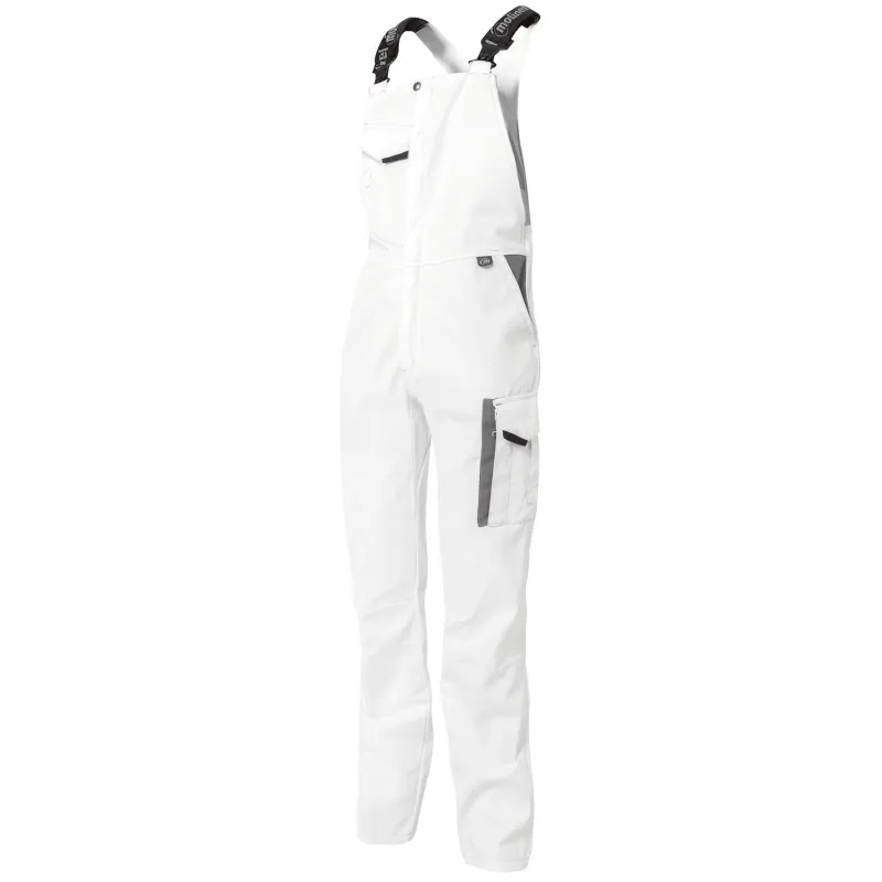 White & Pro White/Grey Work Bib and Brace