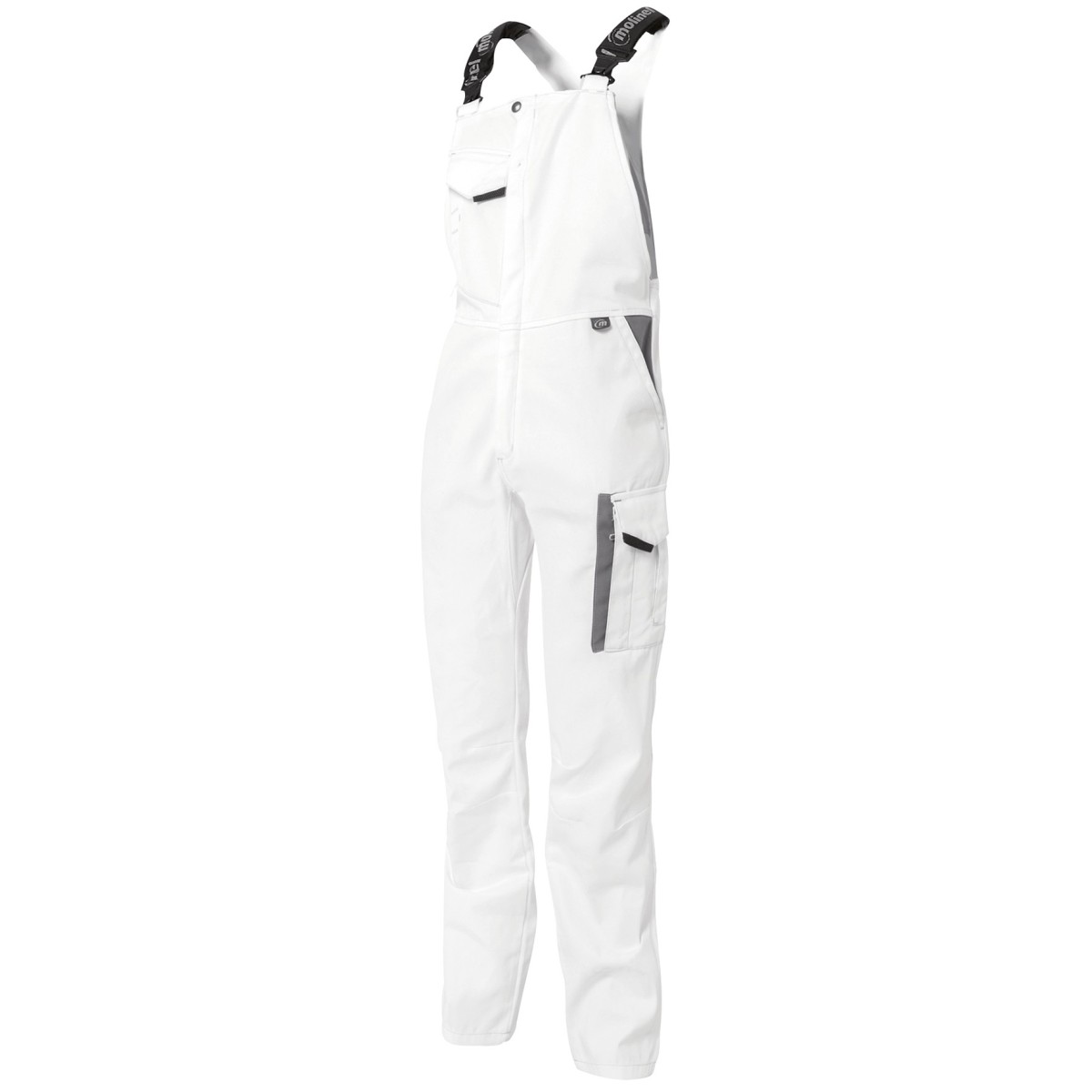 White & Pro White/Grey Work Bib and Brace