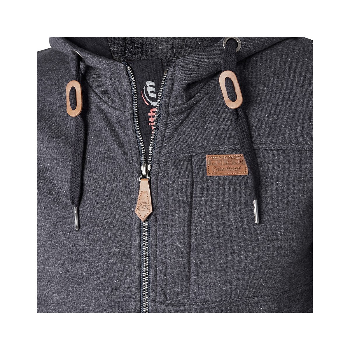 Pull Sweat Zippé Capuche Denim Bleu Chiné - Fin de Série