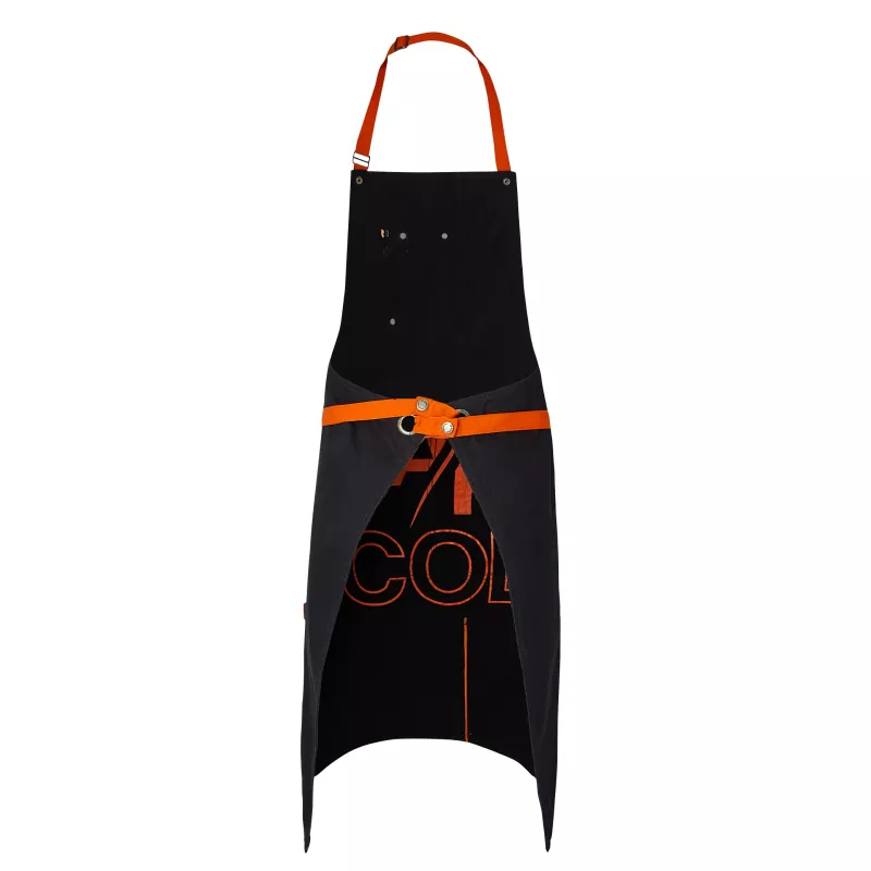 Tablier à Bavette 100% Coton Orange & Bleu Chill