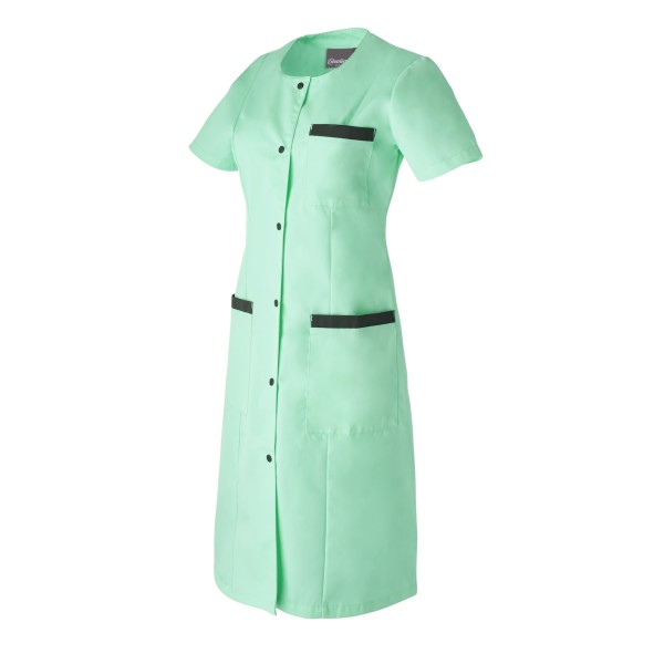 Blouse de Travail Femme Caroline Manches Courtes Vert Menthe/Charbon