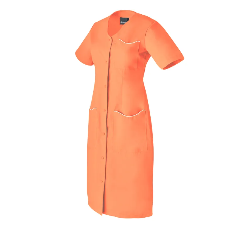 Blouse de Travail Femme Laurene Manches Courtes Fleur d'Orange/Blanc