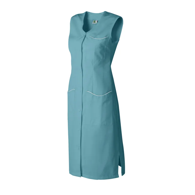 Blouse de Travail Femme Laurene Sans Manches Bleu Canard/Blanc