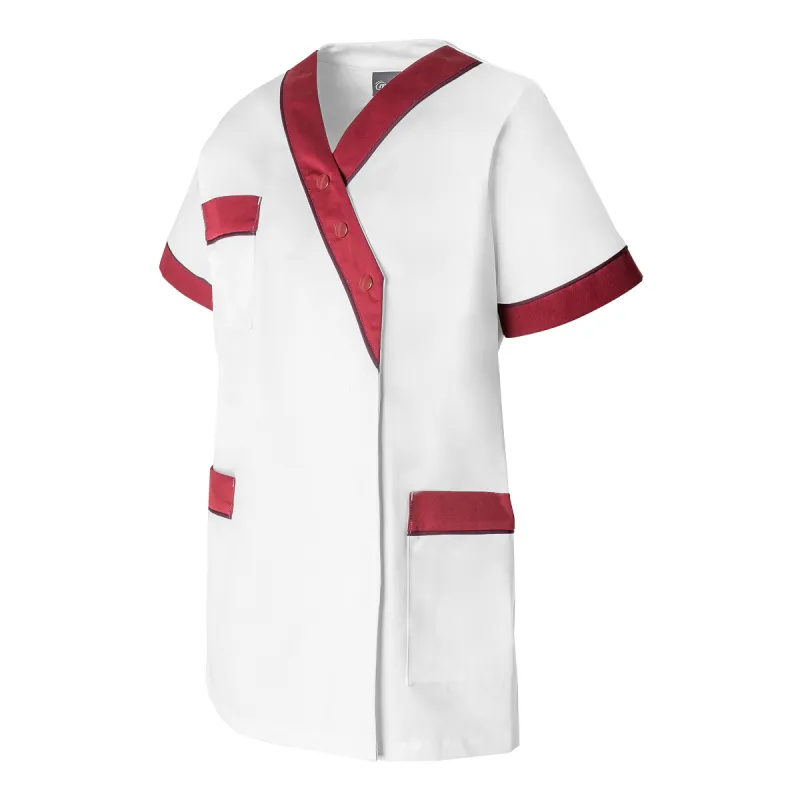 Tunique de travail Femme Byzance Blanc & Bordeaux