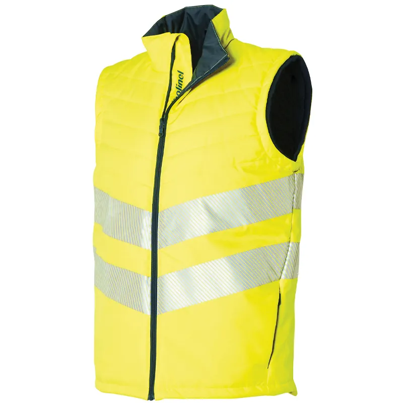 High visibility bodywarmer, yellow/navy blue - EN20471 certified, water-repellent fabric | Molinel