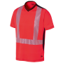 T-Shirt Manches Courtes Luklight Maille HV Rouge Fluo/Gris