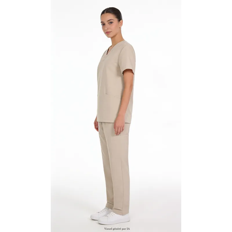Tunique de Travail Mixte Novakare Beige Sable