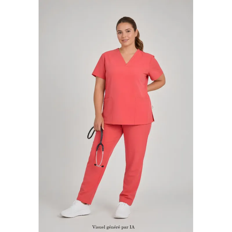 Tunique de Travail Mixte Novakare Rose Corail
