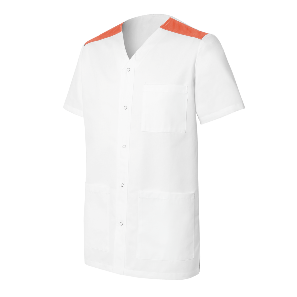 Tunique de Travail Homme Valentin Blanc/Corail