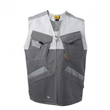 Gilet Peintre Multipoches DECOTEC 2R GRIS BLANC