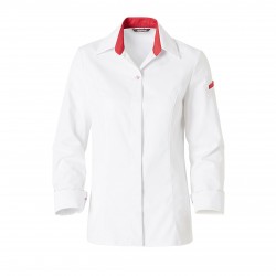 Veste de Cuisine Femme Preppy Blanc & Framboise