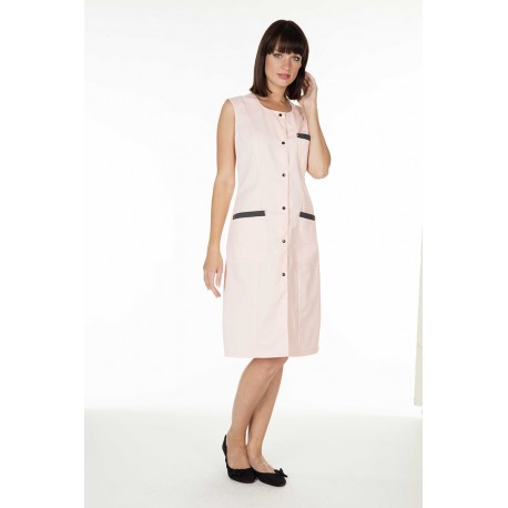 Blouse Pro sans manche Caroline Beige & Charbon