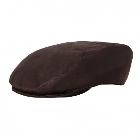 Casquette / Béret en Cuir Marron Véritable pour Service & Cuisine