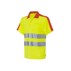 POLO HAUTE VISIBILITE CLASSE 2 JAUNE FLUO & ROUGE MOLINEL