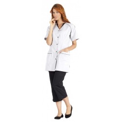 Tunique de Travail Katia Gris Perle Noir - Femme