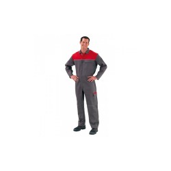 Combinaison Anti Feu Satin Coton Proban Gris Acier & Rouge - Homme