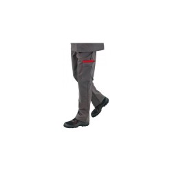 Pantalon Anti Feu Satin Coton Proban Gris acier & Rouge - Homme