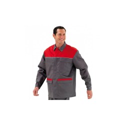 Veste Anti Feu Satin Coton Proban Gris Acier & Rouge - Homme