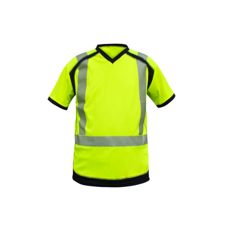 Tee Shirt Haute Visibilité Anti UV Manches Courtes Jaune Fluo Marine