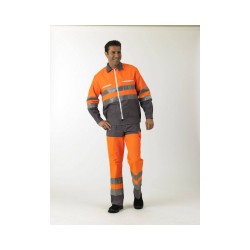 Pantalon de Travail Haute Visibilité Orange fluo et Gris
