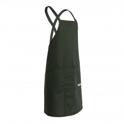 Tablier Service & Cuisine Coton - Lin Croisé Healthy Vert Emeraude